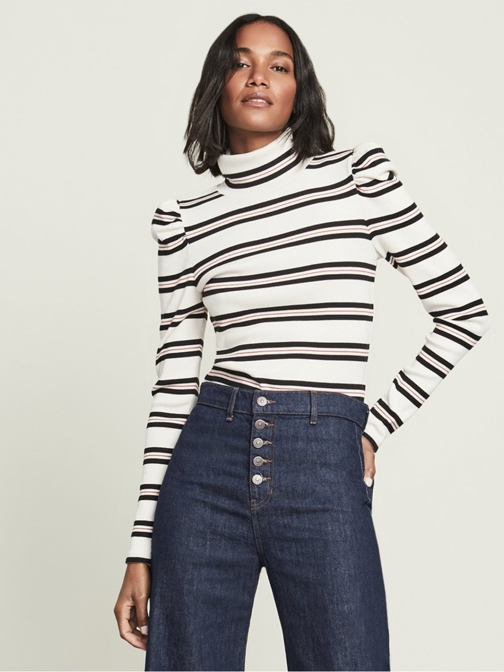 Veronica Beard Cedar Striped Turtleneck S